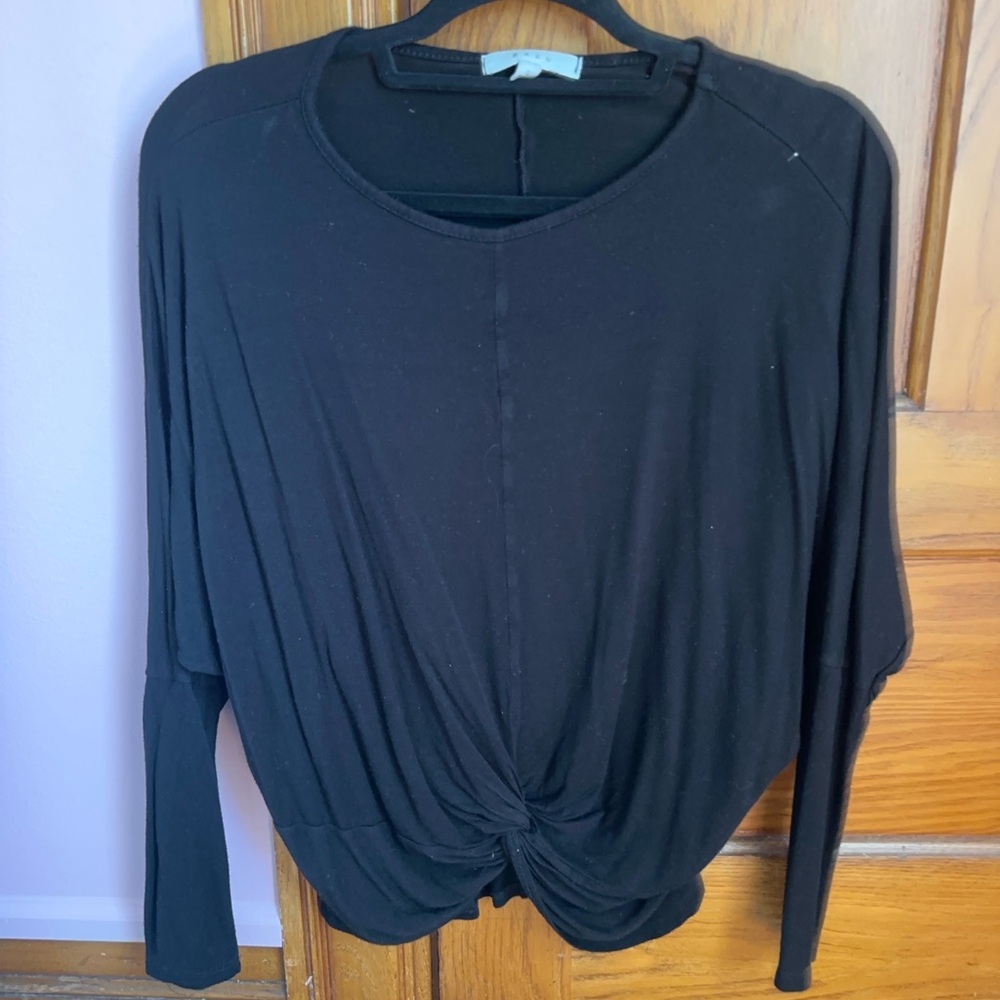 Black criss cross front long sleeve top